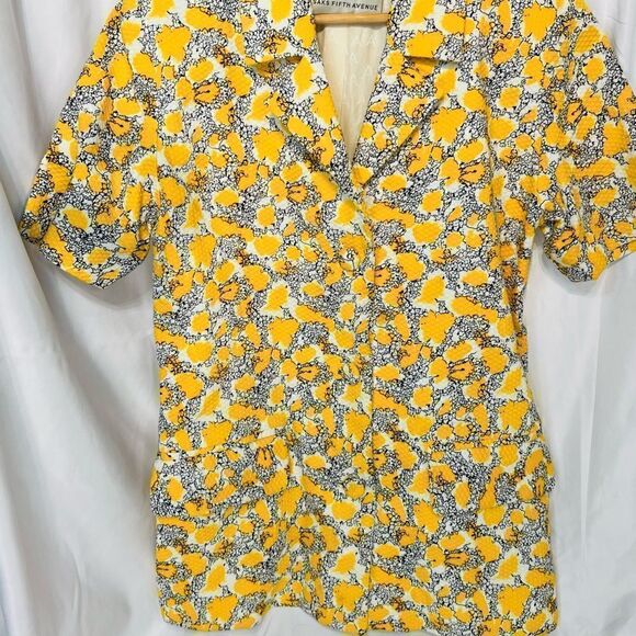 Lihli by Saks Fifth Avenue Vintage Yellow Black Short Sleeve Blazer SP - Picture 5 of 10
